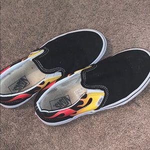 kids slip on black flame vans